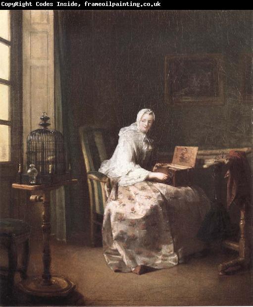 Jean Baptiste Simeon Chardin Lady with a Bird-Organ